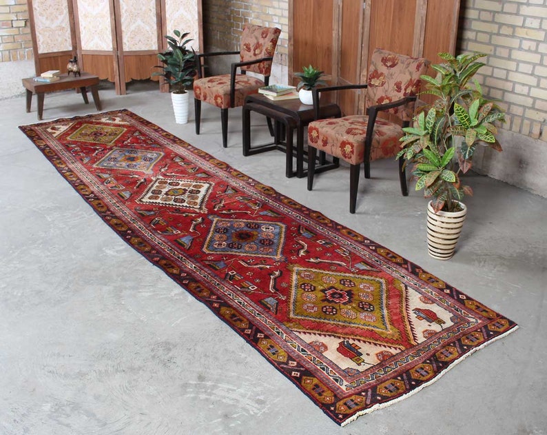 Persian Vintage Hand Knotted Red Kitchen Runner Rug Awesome Etsy