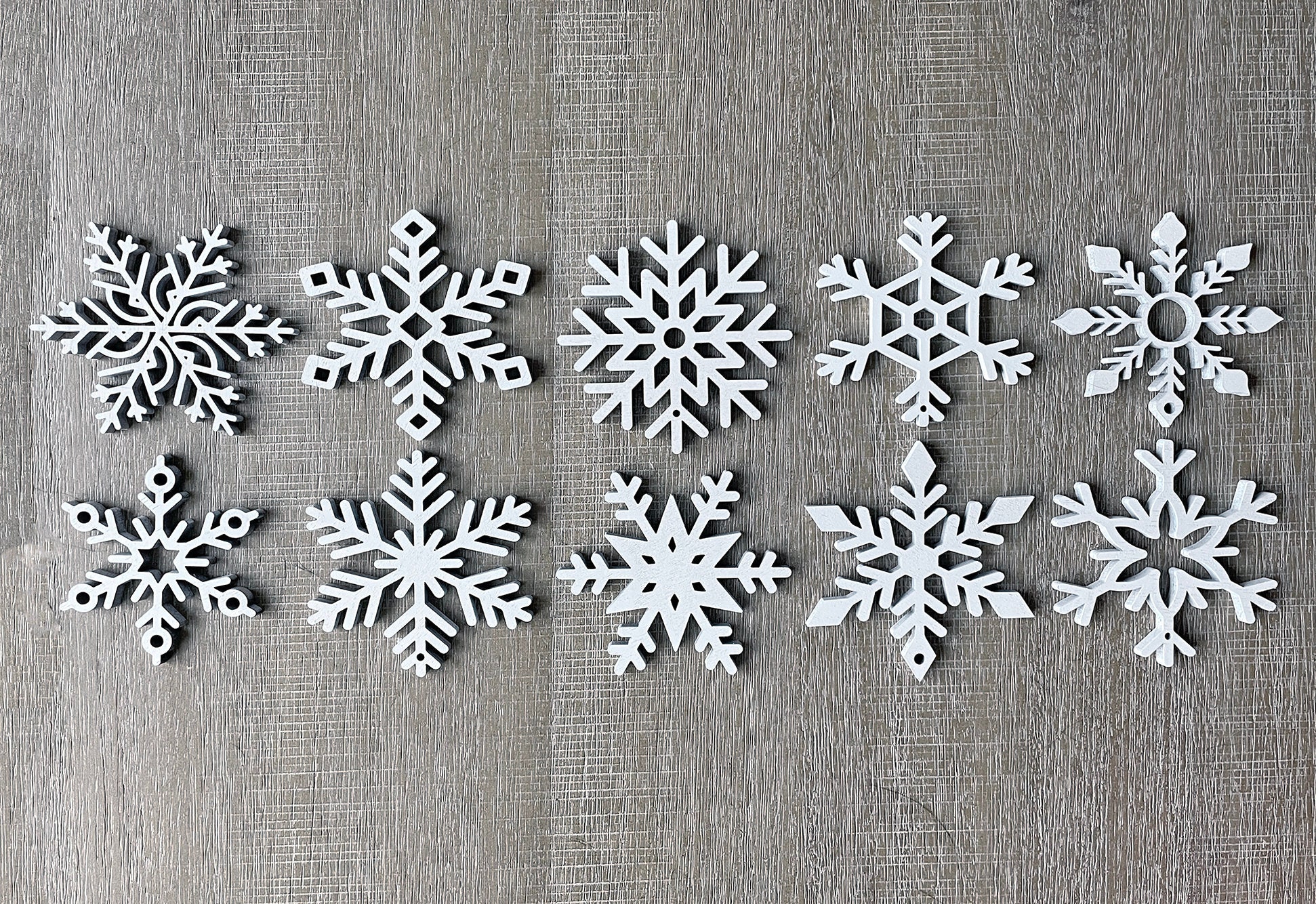 Silver Snowflakes - Asst Sized Snowflake Ornaments - 12 each of 4 inch - 5  inch - 6 inch - Silver Glitter Snowflake