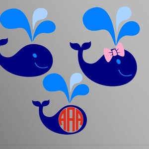 Whale monogram SVG Clipart Cut Files Silhouette Cameo Svg for Cricut and Vinyl File cutting Digital cuts file DXF Png Pdf Eps vector