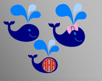 Monograma de ballena SVG Clipart Cortar Archivos Silueta Cameo Svg para Cricut y Vinilo Archivo Corte Digital corte Archivo DXF Png Pdf Eps vector