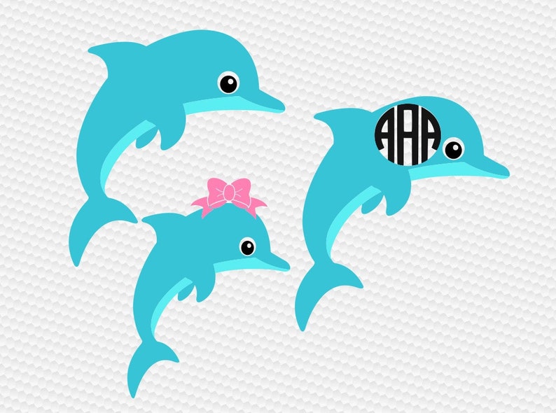 Download Dolphin monogram SVG Clipart Cut Files Silhouette Cameo Svg | Etsy