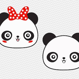 Panda Head boy girl SVG Clipart Cut Files Silhouette Cameo Svg for Cricut and Vinyl File cutting Digital cuts file DXF Png Pdf Eps vector