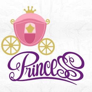 Carrozza principessa SVG Clipart tagliare file Silhouette Cameo Svg per taglio Cricut e vinile File che digitale taglia file DXF Png Pdf Eps vettoriale