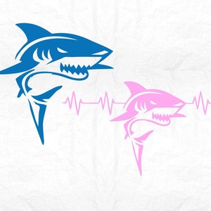 shark heartbeat SVG Clipart Cut Files Silhouette Cameo Svg for Cricut and Vinyl File cutting Digital cuts file DXF Png Pdf Eps vector