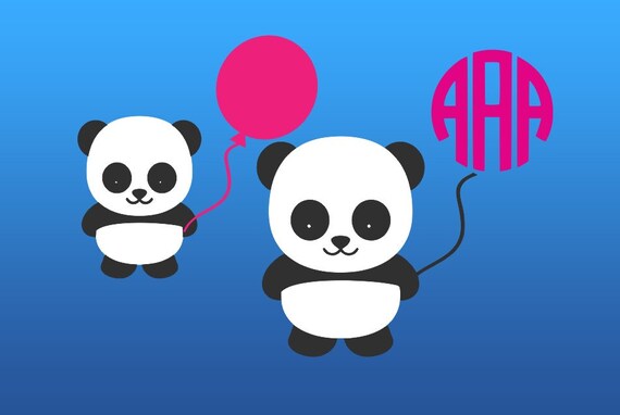 Panda Monogram Svg Clipart Cut Files Silhouette Cameo Svg For Etsy