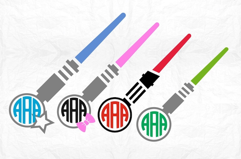 Sabre Laser Monogramme Svg Clipart Coupe Fichiers Silhouette Etsy