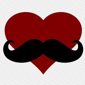 Coração bigode pai SVG Clipart Cut Files Silhouette Cameo Svg para Cricut e Vinyl File cortando arquivo de cortes digitais DXF Png Pdf Eps vector