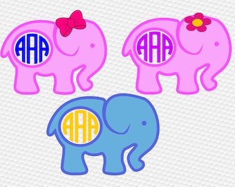 elephant monogram SVG Clipart Cut Files Silhouette Cameo Svg for Cricut and Vinyl File cutting Digital cuts file DXF Png Pdf Eps vector