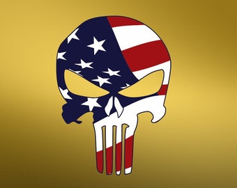 Amerikansk skalle, amerikansk flagga, svg, clipart, klippfiler, silhuett, cameo för Cricut och vinyl, fil, skärning, digitala klippfiler, DXF, Png, PDF, EPS, vektorklipp