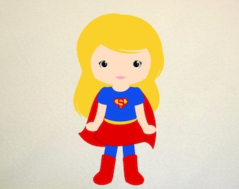 スーパーガール SVG クリップアート カットファイル シルエットカメオ SVG クリカットとビニールファイルカッティング用 デジタルカットファイル DXF PNG PDF EPS ベクタークリップアート