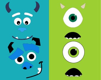 Monsters face SVG Clipart Cut Files Silhouette Cameo Svg for Cricut and Vinyl File cutting Digital cuts file DXF Png Pdf Eps vector clip art
