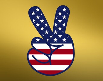 星条旗のピースサイン：アメリカ国旗のグラフィック（デジタル