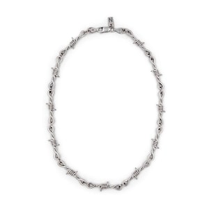 Sterling Silver Barbed Wire Silver Necklace | Barb Wire Necklace | Barbed Wire Choker | Wire Chain Necklace | Punk Rock Twisted Choker