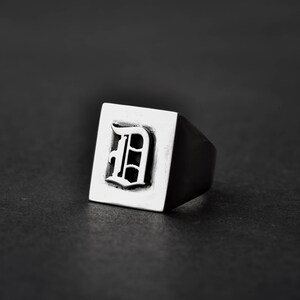 Letter Initial Signet Ring | silver letter | name ring | initial ring | letter ring | rectangle signet ring | silver personalized name ring