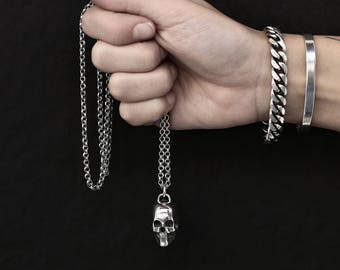 Large 3D Skull Necklace | skeleton necklace | silver skull | skull pendant | silver necklace | handmade skull | skeleton jewelry | 925 skull