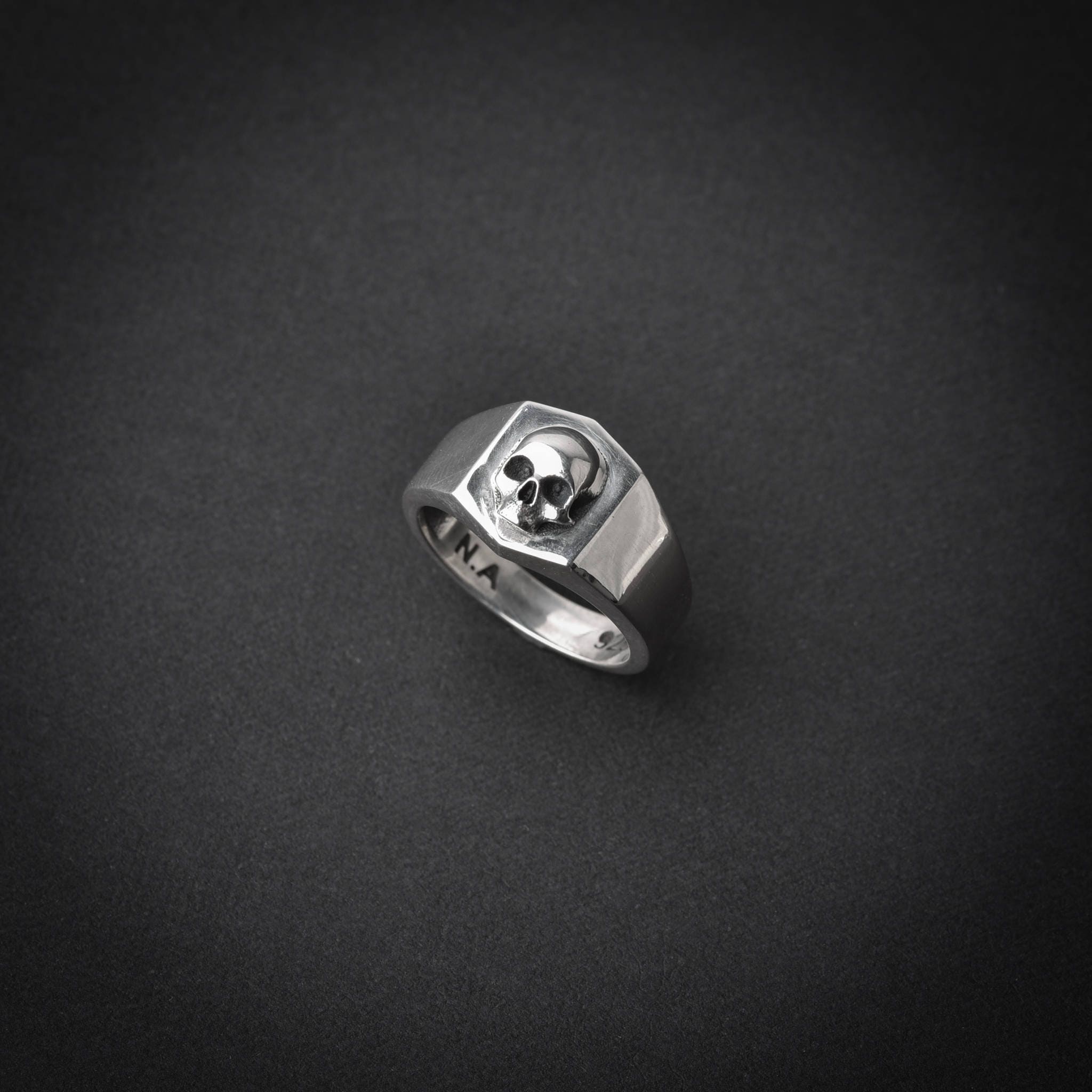 Skull Stamp Ring Sterling Silver Ring Skull Etsy