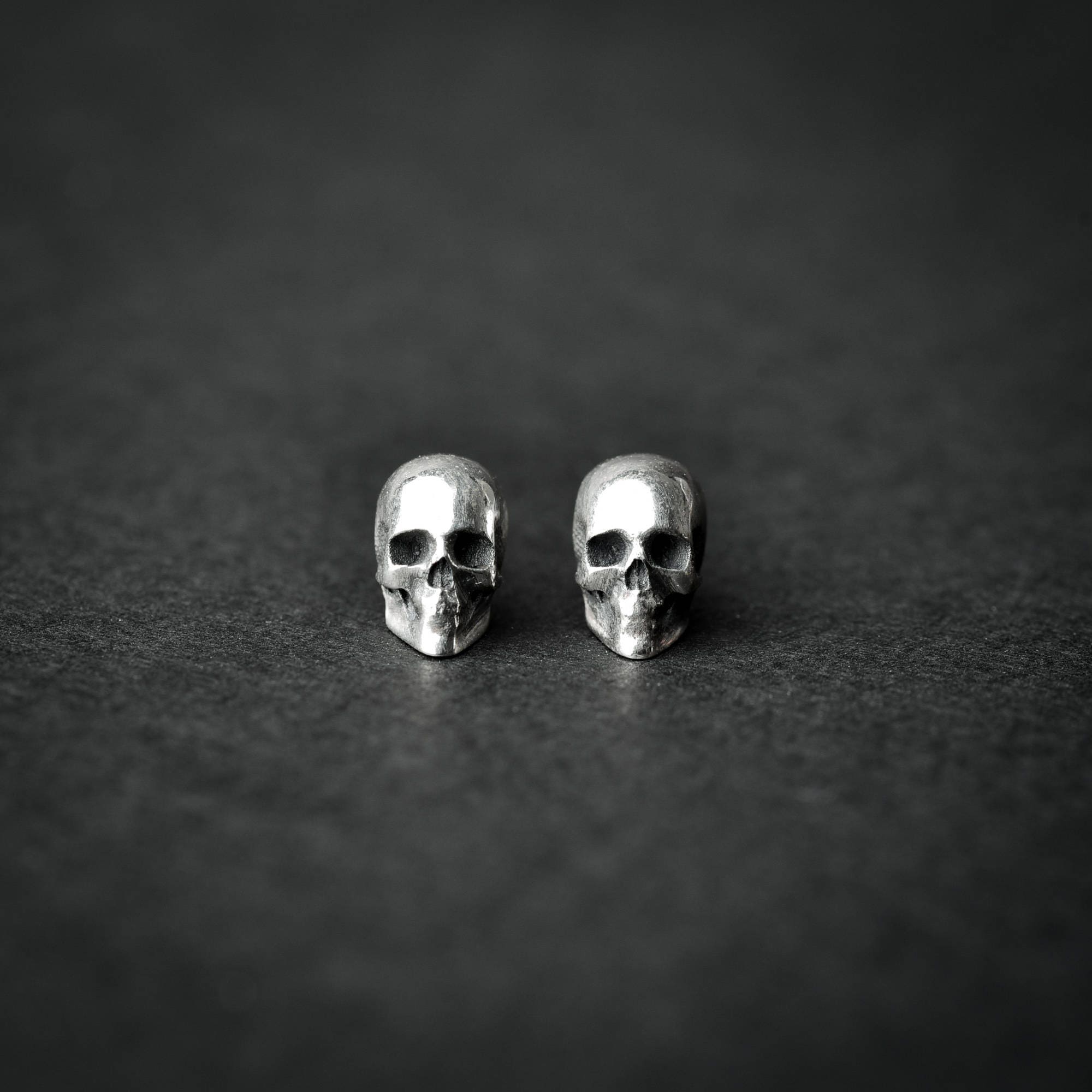 Skull Stud Earring Sterling Silver Stud Earring Tiny - Etsy