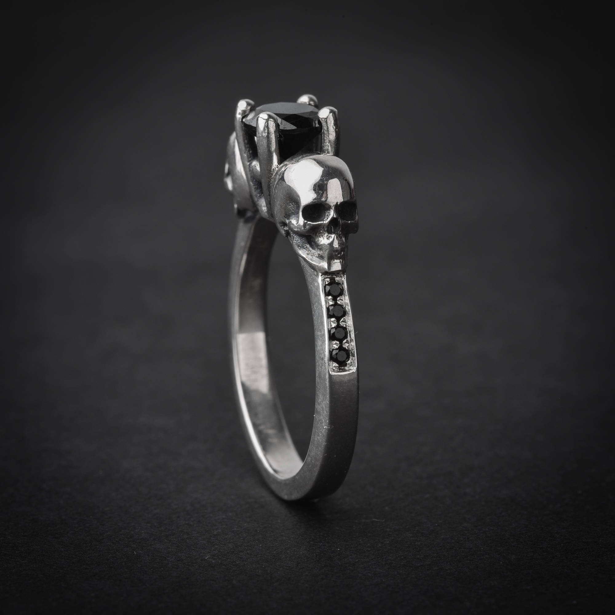 Skull Engagement Ring skull ring with stones handmade | Etsy