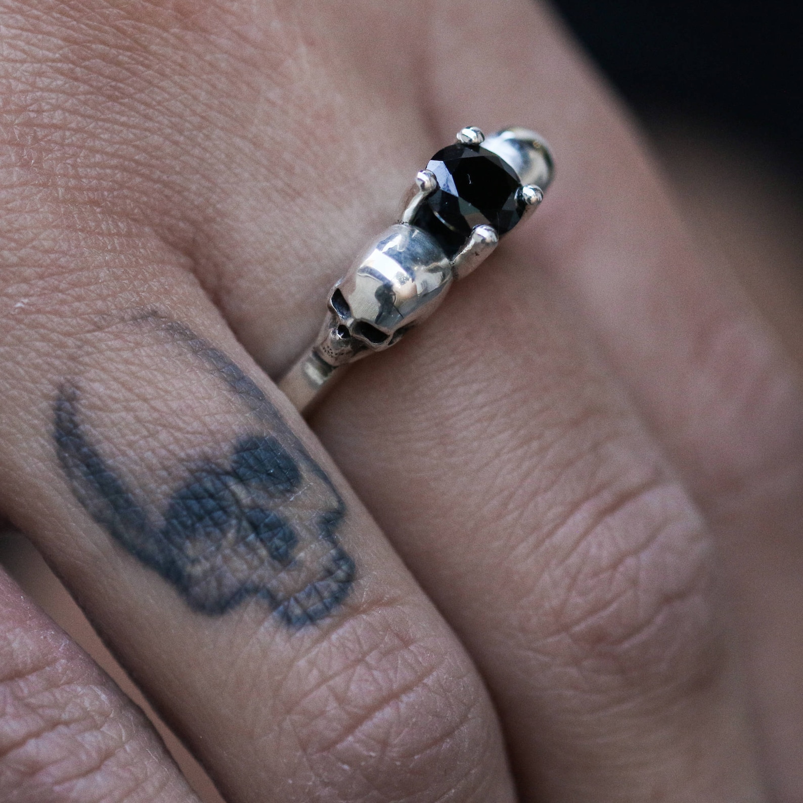 Skull Engagement Ring Skull Ring With Stone Handmade Skull Etsy