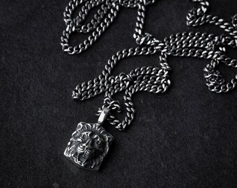 Lion Head Necklace | silver lion | sterling silver lion head | animal pendant | animal necklace | lion jewelry | leo necklace