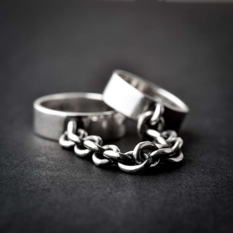 Double Chain Ring Handmade Ring Handcuff Ring Double Etsy