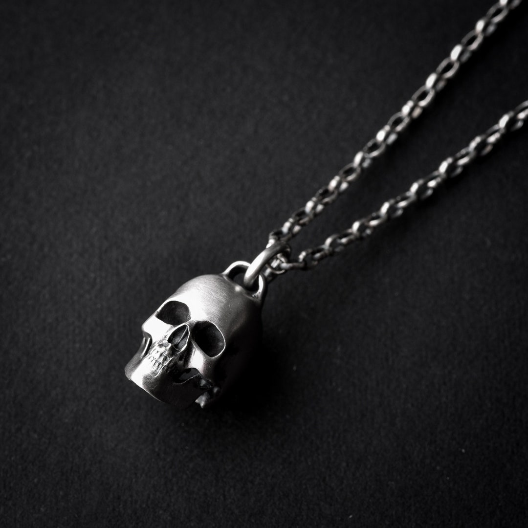 Skull Necklace Sterling Silver Silver Skull Skull Pendant Silver ...
