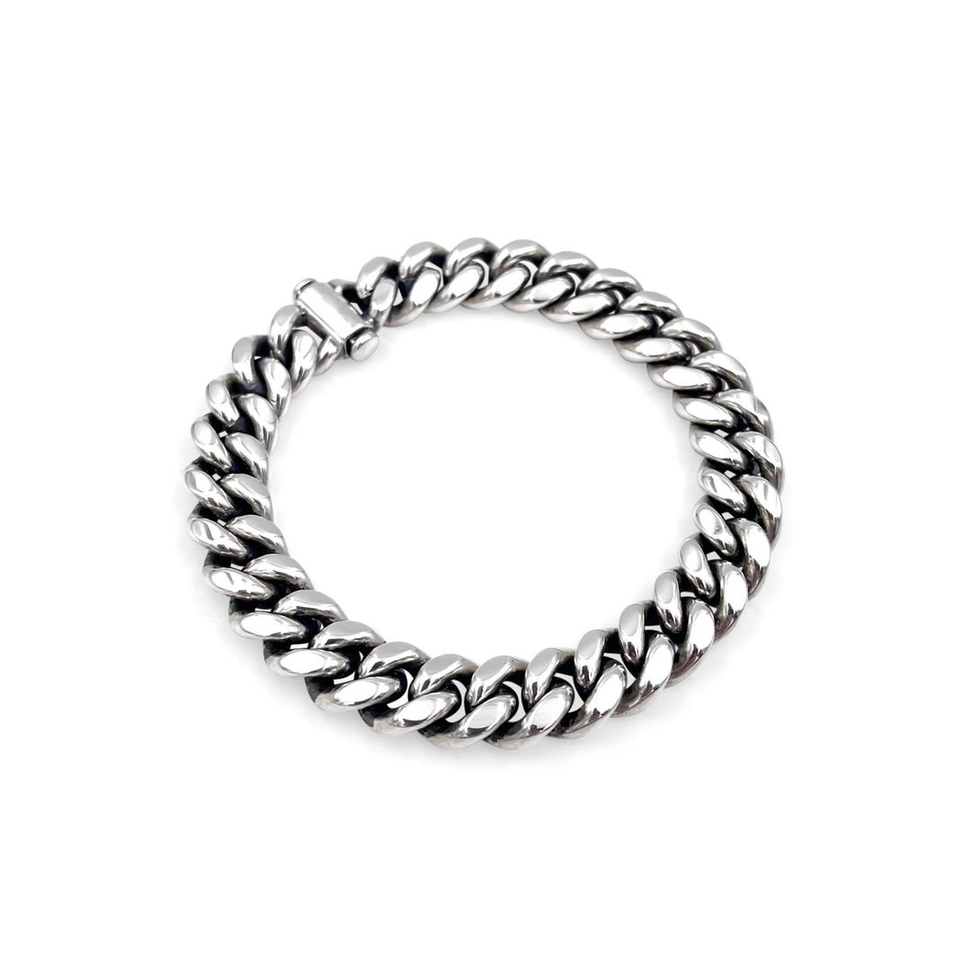 Sterling Silver Bracelet Thick Cable Chain Bracelet Men Sterling Silver