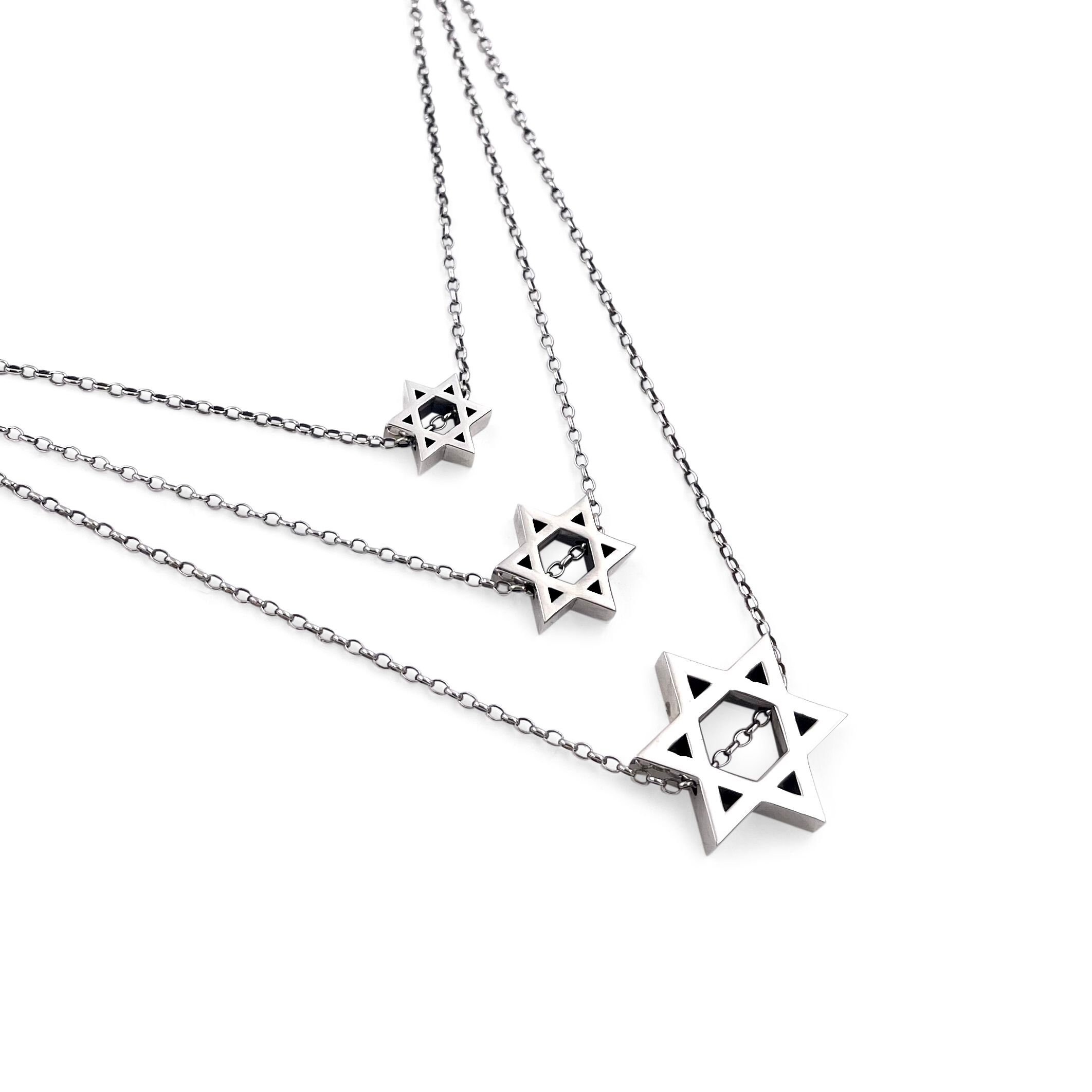 Collana Donna Con Ciondolo Stella Di David In Argento 925 Placcato Oro E Zirconi, 16-18 Pollici - Foto 2