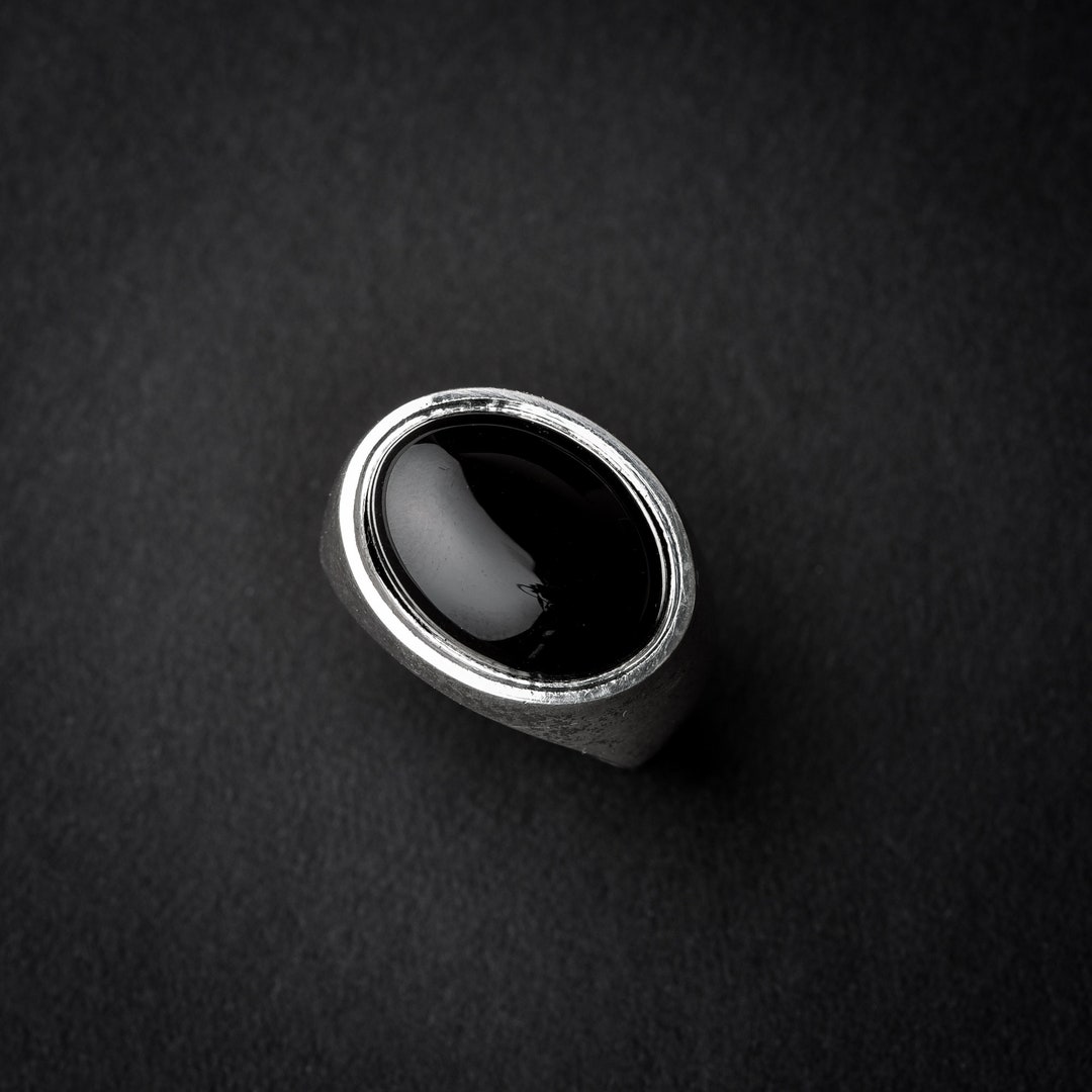 Horizontal Oval Onyx Signet Ring Onyx Stone Black Stone - Etsy