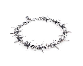 Barbed Wire Sterling Silver Bracelet | Handmade Barb Wire Silver Bracelet