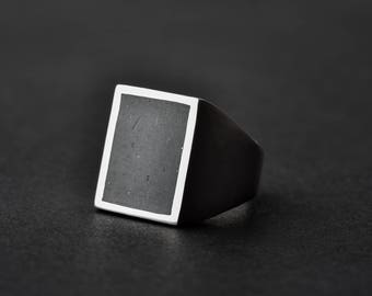 Rectangle Sterling Silver Signet Ring | signet ring | rectangle signet ring | statement signet ring | solid silver 925 | large signet ring