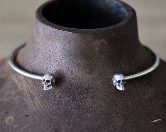 Skull Choker | sterling silver choker | silver collar necklace | silver skull head | skull necklace | silver cuff necklace | unique jewelry