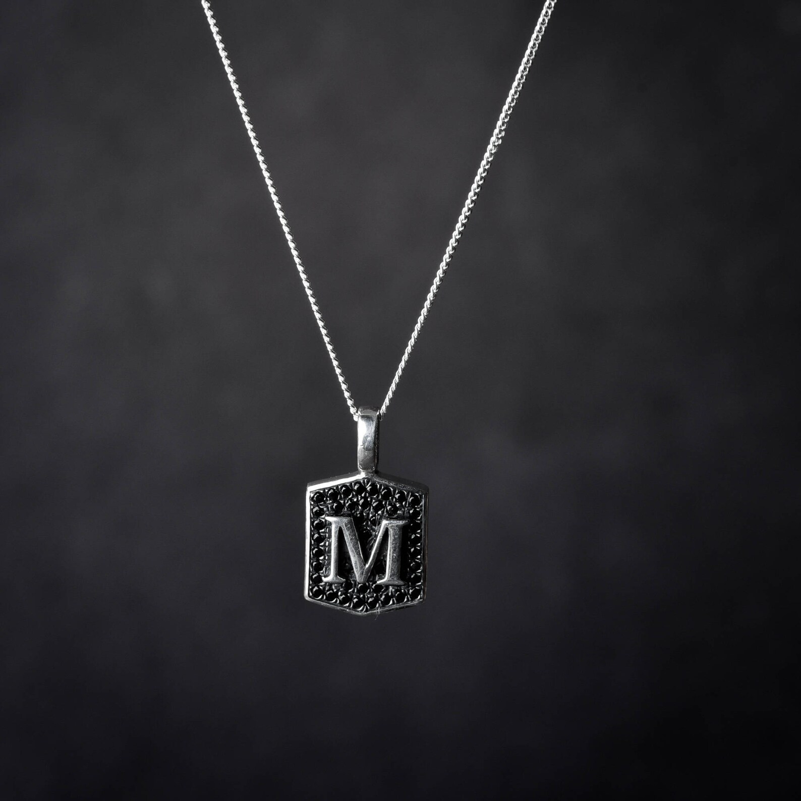 Sterling Silver Letter Necklace Set With Stones Letter Etsy