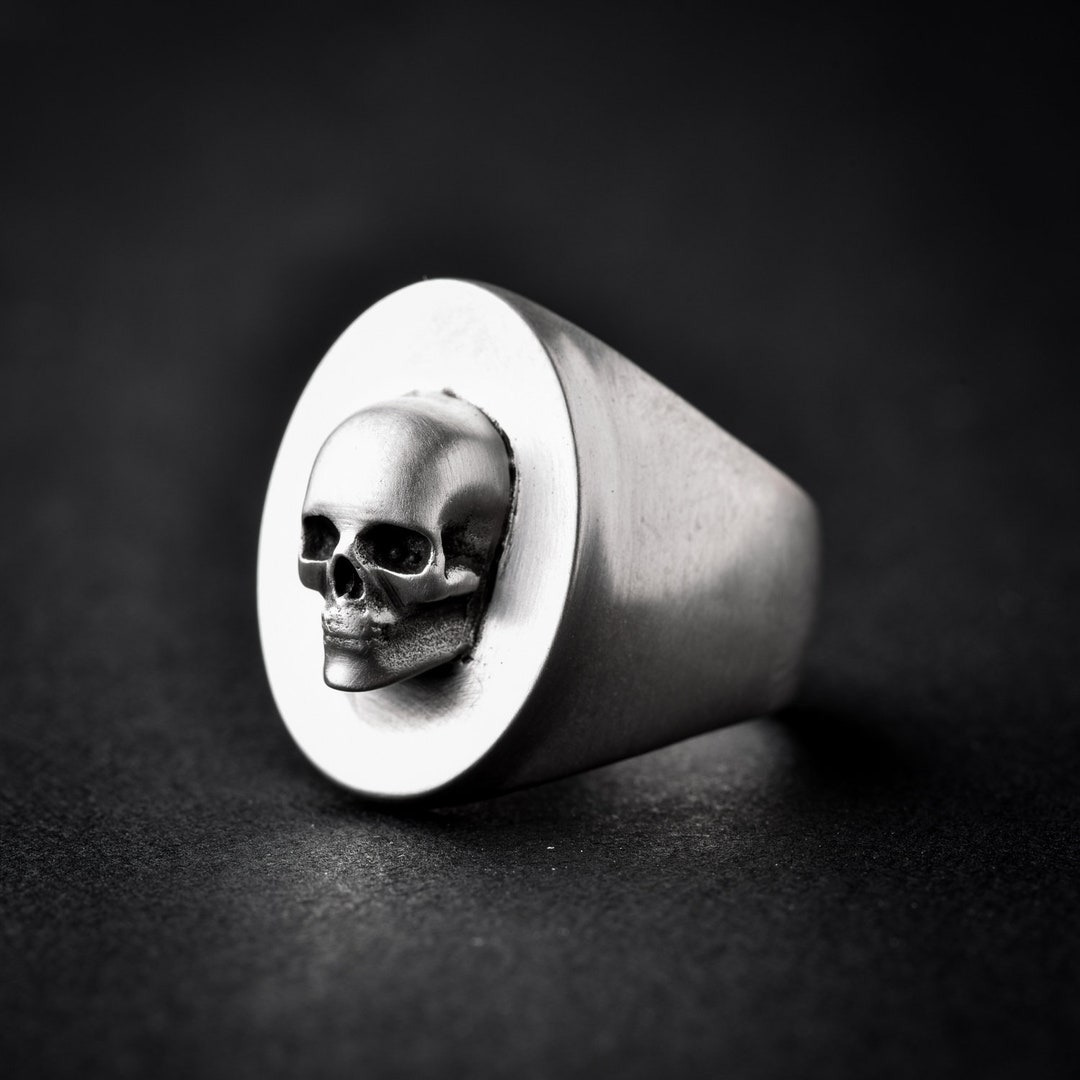 Skull Ring Silver Skeleton Ring 3D Skull Silver Ring Statement Ring Men Ring