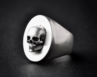 Skull Signet Ring | silver skeleton ring | 3D skull | silver signet ring | statement ring | men ring | unisex silver ring | steampunk | 925