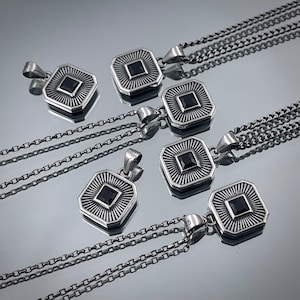 Minimal Silver Necklace | Square Pendant | Sterling Silver Square Necklace | Square Medallion Necklace | Small Square Silver Necklace