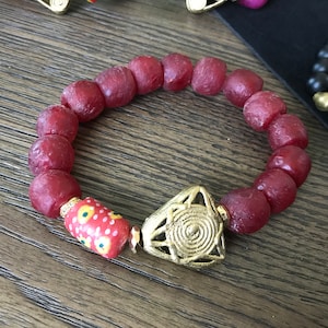 Tribal Bracelet Brass Beaded Bracelet Africa Bracelet Handmade Stretched Bracelet