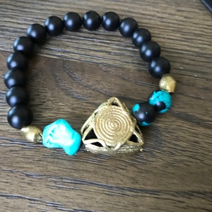 Stammenarmband messing kralenarmband Afrika armband handgemaakte uitgerekte armband