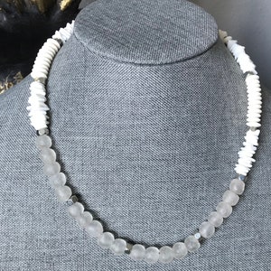 White Beaded Necklace Boho Necklace Beachwear Tribal Necklace African Necklace Gift for