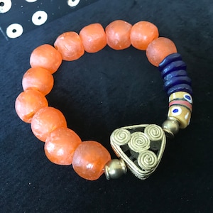 Stammenarmband messing kralenarmband Afrika armband handgemaakte uitgerekte armband