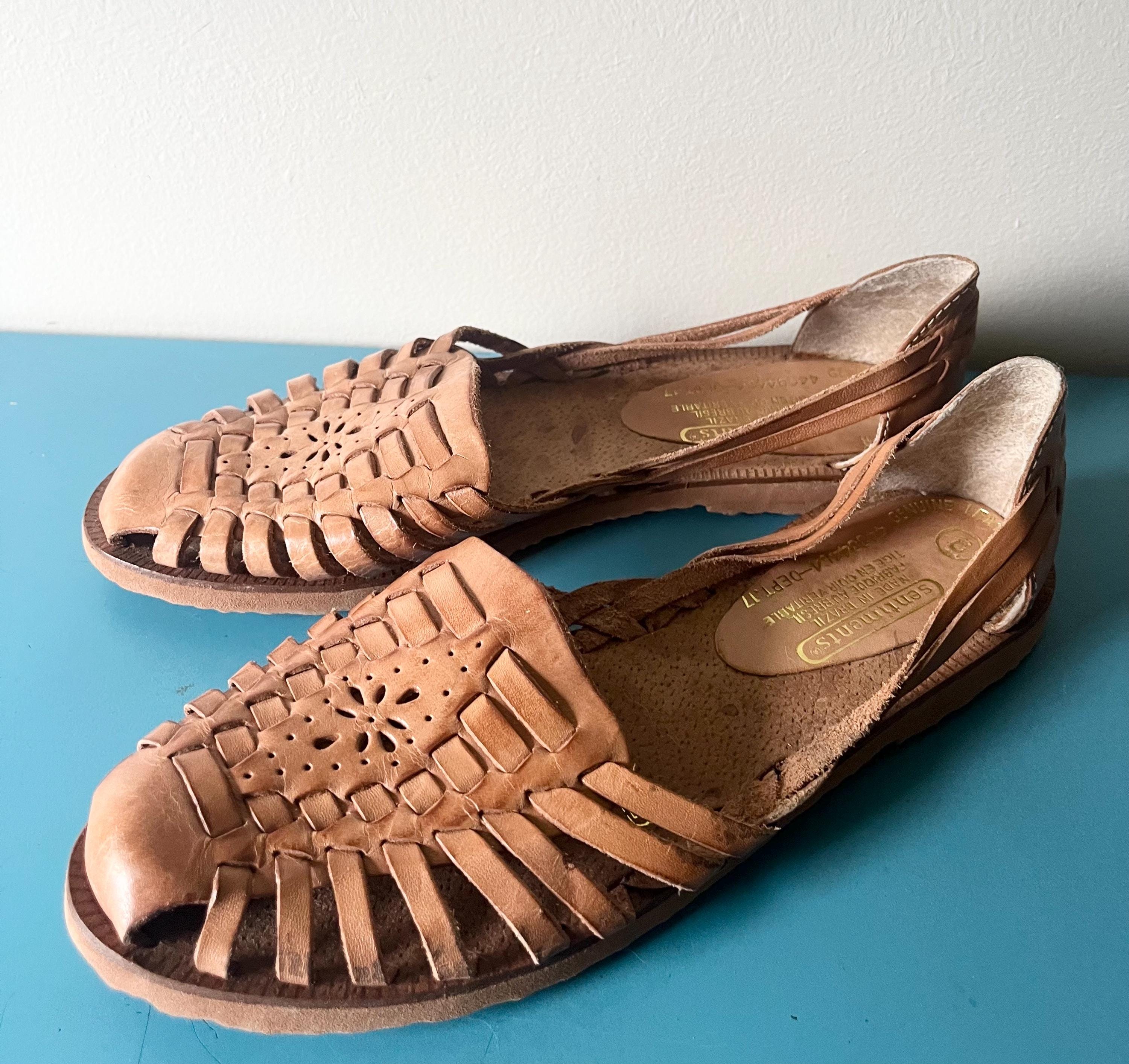 1980s Vintage Leather Woven Shoes - Etsy