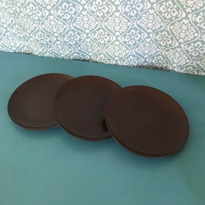 Vintage melamine Maplex Toronto snack plates set of 3 brown, melmac