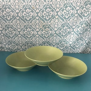 Vintage Dorchester Dinnerware melamine plates, set of 3, avocado green, camping dishes retro