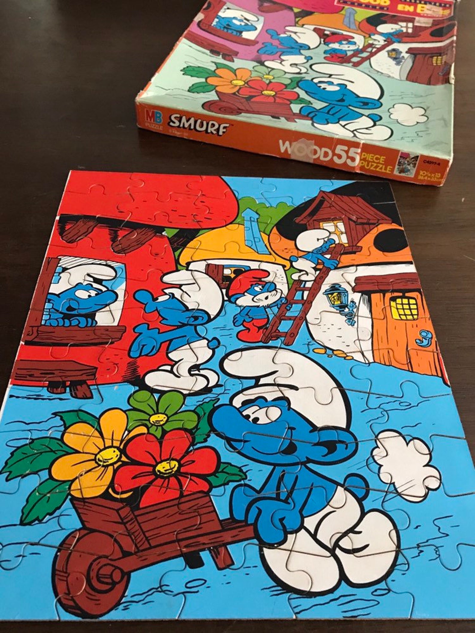 Vintage Smurfs puzzle Milton Bradley 55 piece jigsaw puzzle Etsy