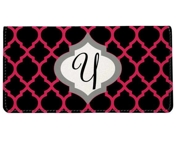 Snaptotes Purple Trendy Personalized Moroccan Monogram Checkbook Cover