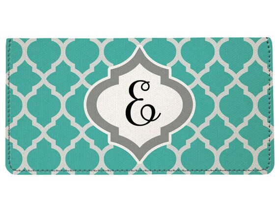 Snaptotes Purple Trendy Personalized Moroccan Monogram Checkbook Cover