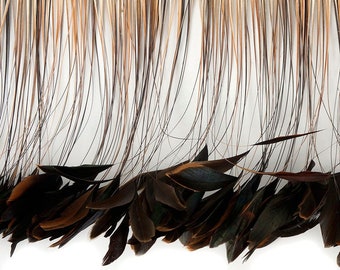 Stripped Coque Tail Feather Fringe - Natural Bronze Rooster Coque Tails for Millinery, Fine Art, Costume and Fashion Design ZUCKER®