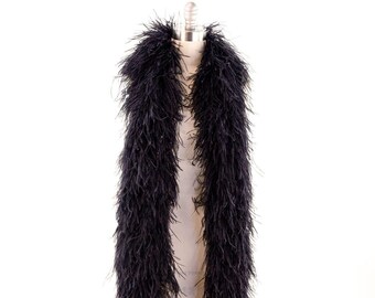 6 Ply Black Ostrich Feather Boa For Accessory and Fashion Design, Cosplay, Halloween Costume, Burlesque Dance & Stage ZUCKER®