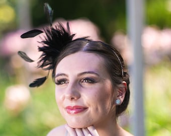 Black Feather Headband - For Special Event, Prom and Weddings - Feather Fascinator & Fashion Accessory ZUCKER®