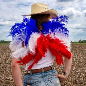 Red, White and Blue Angel, Stars & Stripes American Flag, Patriotic Feather Angel Wings, 4th of July Fantasy Costume Feather Wings ZUCKER®